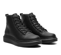 Solaress SS258 Herren Sneaker - High-Top Schnürsneaker aus Vegan Leder Schwarz, EU 44