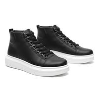 Solaress SS258 Herren Sneaker - High-Top Schnürsneaker aus Vegan Leder Schwarz W, EU 44