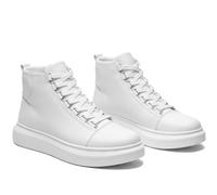 Solaress SS258 Herren Sneaker - High-Top Schnürsneaker aus Vegan Leder Weiß, EU 44