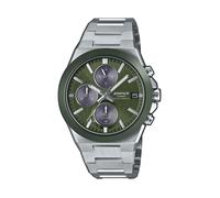 Solaruhr CASIO EDIFICE, edelstahlfarben, grün, Armbanduhren, Damen, Solaruhr, Armbanduhr, Herrenuhr, Edelstahlarmband, analog, Tag, Stoppfunktion (12453740-0)