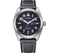 Solaruhr CITIZEN, blau (dunkelblau), Armbanduhren, Herren, Armbanduhr, Herrenuhr, Titan, Datum, Lederarmband (13705535-0) dunkelblau