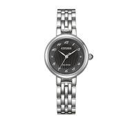 Solaruhr CITIZEN "Citizen L", silber (schwarz, silberfarben), Armbanduhren, Damen, Quarzuhr, Armbanduhr, Damenuhr, Edelstahlarmband, analog (59934751-0) schwarz, silberfarben
