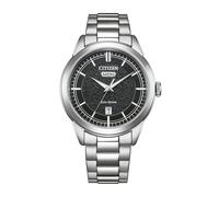 Solaruhr CITIZEN "Eco-Drive Classic ( C7 Design)", silberfarben, schwarz, Armbanduhren, Herren, Armbanduhr, Herrenuhr, Edelstahlarmband, analog, Big Date (61117321-0) silberfarben, schwarz