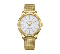 Citizen Damenuhr EM1222-87A Eco-Drive Solaruhr Edelstahl Milanaiseband 34 mm 5 ATM Gold