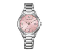 Solaruhr CITIZEN "Elegance", silberfarben, rosa, Armbanduhren, Damen, Armbanduhr, Damenuhr, Edelstahlarmband, analog, Big Date (88191644-0) silberfarben, rosa