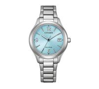 Solaruhr CITIZEN "Elegance", silberfarben, türkis, Armbanduhren, Damen, Armbanduhr, Damenuhr, Edelstahlarmband, analog, Big Date (45737157-0) silberfarben, türkis