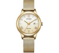 Solaruhr CITIZEN, gold (goldfarben, altgoldfarben), Armbanduhren, Damen, Solaruhr, Armbanduhr, Damenuhr, Edelstahlarmband, analog, Datum, Eco-Drive (25031732-0)