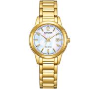 Solaruhr CITIZEN, gold (goldfarben, perlmuttfarben), Armbanduhren, Damen, Armbanduhr, Damenuhr, Edelstahlarmband, Datum (86701327-0) goldfarben, perlmuttfarben