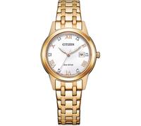 Solaruhr CITIZEN, gold (goldfarben, silberfarben), Armbanduhren, Damen, Armbanduhr, Damenuhr, Datum, Kristallsteine, Edelstahlarmband (11249255-0) goldfarben, silberfarben