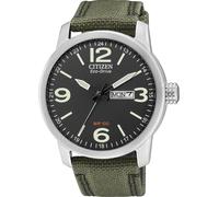 Solaruhr CITIZEN, grün (khakifarben), Armbanduhren, Herren, Armbanduhr, Herrenuhr, Datum, Textilarmband (58441423-0) khakifarben