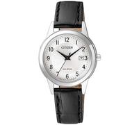 Solaruhr CITIZEN, schwarz, Armbanduhren, Damen, Armbanduhr, Damenuhr, Datum, Lederarmband (75207402-0) schwarz