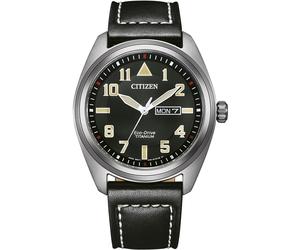 Solaruhr CITIZEN, schwarz, Armbanduhren, Herren, Armbanduhr, Herrenuhr, Titan, Datum, Lederarmband (10417534-0) schwarz
