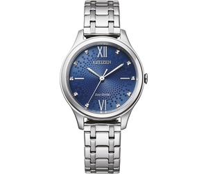 Solaruhr CITIZEN, silber (silberfarben, blau), Armbanduhren, Damen, Armbanduhr, Damenuhr, analog, Edelstahlarmband (77349359-0) silberfarben, blau