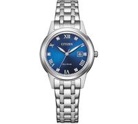 Solaruhr CITIZEN, silber (silberfarben, blau), Armbanduhren, Damen, Armbanduhr, Damenuhr, Datum, Kristallsteine, Edelstahlarmband (83173504-0) silberfarben, blau