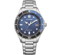 Solaruhr CITIZEN, silber (silberfarben, blau), Armbanduhren, Herren, Armbanduhr, Herrenuhr, Damenuhr, Edelstahlarmband, bis 10 bar wasserd. (44126343-0) silberfarben, blau