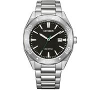 Solaruhr CITIZEN, silberfarben, schwarz, Armbanduhren, Herren, Armbanduhr, Herrenuhr, Edelstahlarmband, analog, Datum, Eco-Drive (95782957-0) silberfarben, schwarz