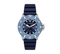 Solaruhr EMPORIO ARMANI "WORLD EXPLORER", blau (blau, schwarz), Armbanduhren, Herren, Armbanduhr, Herrenuhr, Silikonarmband, analog (31977807-0) blau, schwarz