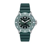 Solaruhr EMPORIO ARMANI "WORLD EXPLORER", grün (grün, petrol), Armbanduhren, Herren, Armbanduhr, Herrenuhr, Silikonarmband, analog (37120401-0) grün, petrol