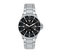 Solaruhr EMPORIO ARMANI "WORLD EXPLORER", schwarz (edelstahlfarben, schwarz), Armbanduhren, Herren, Armbanduhr, Herrenuhr, Edelstahlarmband, analog (81826734-0) edelstahlfarben, schwarz