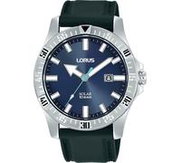 Solaruhr LORUS, schwarz (schwarz, blau), Armbanduhren, Damen, Solaruhr, Armbanduhr, Herrenuhr, Silikonarmband, analog, Datum, Leuchtindizes (21148449-0)