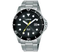 Solaruhr LORUS, silber (silberfarben, schwarz), Armbanduhren, Herren, Armbanduhr, Herrenuhr, Edelstahlarmband, analog, Tag (39040029-0) silberfarben, schwarz