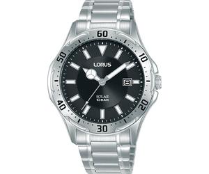 Solaruhr LORUS, silberfarben, schwarz, Armbanduhren, Herren, Armbanduhr, Herrenuhr, Edelstahlarmband, analog, Tag (58248505-0) silberfarben, schwarz