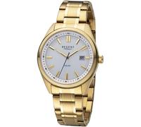 Solaruhr REGENT, gold (goldfarben, weiß), Armbanduhren, Herren, Armbanduhr, Herrenuhr, Datum, Edelstahlarmband, bis 10 bar wasserdicht (16028329-0) goldfarben, weiß