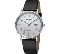 Solaruhr REGENT, silber (schwarz, silberfarben), Armbanduhren, Damen, Solaruhr, Armbanduhr, Herrenuhr, Damenuhr, Datum, Lederarmband (47053834-0)