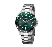 Solaruhr REGENT, silberfarben, grün, Armbanduhren, Herren, Armbanduhr, Herrenuhr, Edelstahlarmband, analog, Tag (26298357-0) silberfarben, grün