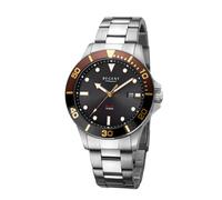 Solaruhr REGENT, silberfarben, schwarz, Armbanduhren, Herren, Armbanduhr, Herrenuhr, Edelstahlarmband, analog, Tag (27101710-0) silberfarben, schwarz