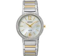 Solaruhr SEIKO, silber (silberfarben, goldfarben), Armbanduhren, Damen, Solaruhr, Armbanduhr, Damenuhr, Perlmutt-Zifferblatt, Kristallsteine, Edelstahl (65782611-0)