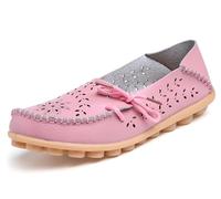 Solaud Damen Driving Loafers Leder Mokassins Atmungsaktive Ausschnitte Weiche Walking Schuhe Frauen Slip On Loafers