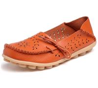 Solaud Damen Driving Loafers Leder Mokassins Atmungsaktive Ausschnitte Weiche Walking Schuhe Frauen Slip On Loafers