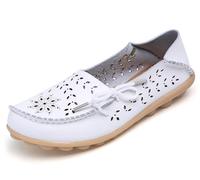 Solaud Damen Driving Loafers Leder Mokassins Atmungsaktive Ausschnitte Weiche Walking Schuhe Frauen Slip On Loafers