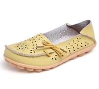 Solaud Damen Driving Loafers Leder Mokassins Atmungsaktive Ausschnitte Weiche Walking Schuhe Frauen Slip On Loafers