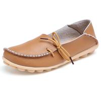 Solaud Damen Driving Loafers Leder Mokassins Atmungsaktive Ausschnitte Weiche Walking Schuhe Frauen Slip On Loafers
