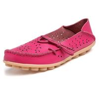 Solaud Damen Driving Loafers Leder Mokassins Atmungsaktive Ausschnitte Weiche Walking Schuhe Frauen Slip On Loafers