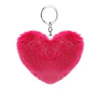 Soleebee Künstliche Kaninchenfell Keychain Flauschigen Liebesherz Pom Pom Schlüsselanhänger Taschen Koffer Rucksäcke Zubehör Charm Auto Schlüsselanhänger Schlüsselring für Frauen Mädchen (Rot)