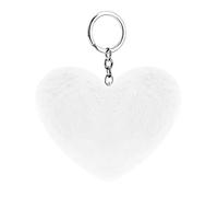 Soleebee Künstliche Kaninchenfell Keychain Flauschigen Liebesherz Pom Pom Schlüsselanhänger Taschen Koffer Rucksäcke Zubehör Charm Auto Schlüsselanhänger Schlüsselring für Frauen Mädchen (Weiß)