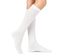 Soleeya Trachtensocken Damen Kniestrümpfe Mädchen Lang Dirndlstrümpfe | Weiß Dirndl Socken Damen mit Häckellook,Soft Schwarz Trachtenstrümpfe für Trachtenfest/Volksfeste/Oktoberfest/Tracht Hochzeit