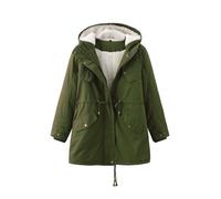 Solid Color Knitted Pullover Button Top Hoodie Gepolsterte Winterjacke für Damen mit flauschigem Kragen, lockerer Wintermantel Winter Jacken Mantel Damen (Green, XXL)