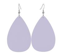 Solid color10 Damen-Ohrringe in Tropfenform, Leder, leichte PVC-Ohrhänger, 925er Silberhaken, doppelseitiger Druck, hypoallergen, Geschenk
