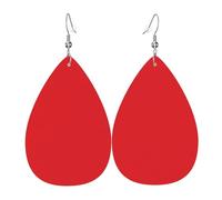 Solid color4 Damen-Ohrringe in Tropfenform, Leder, leichte PVC-Ohrhänger, 925er Silberhaken, doppelseitiger Druck, hypoallergen, Geschenk