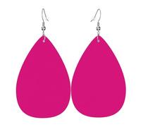 Solid color6 Damen-Ohrringe in Tropfenform, Leder, leichte PVC-Ohrhänger, 925er Silberhaken, doppelseitiger Druck, hypoallergen, Geschenk