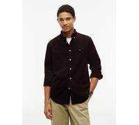 Langarmhemd TOMMY HILFIGER "SOLID CORDUROY SHIRT", Herren, Gr. M (48/50), N-Gr, chocolate, Web, Obermaterial: 100% Baumwolle, regular fit normal, Rundhals, eingesetzt 1-Knopf-Manschette, Hemden, Regul
