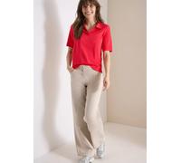 Poloshirt CECIL, Damen, Gr. XL (44), glazed apple rot, Web, 100% Baumwolle, unifarben, comfort fit normal, hoch geschlossener Ausschnitt, abgesteppt, Shirts, in Unifarbe (28759535-XL) glazed apple rot