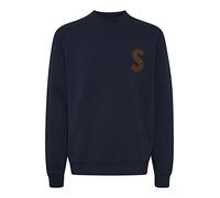 !Solid SDCael Herren Sweatshirt Pullover Pulli mit Rundhalsausschnitt O-Neck mit Flock Print, Größe:XL, Farbe:Insignia Blue (194010)