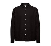 !Solid SDEnea Allan Overshirt Herren Freizeithemd Hemd Übberhemd Hemdjacke Unifarben Hochwertige Leinen-Viskose-Qualität, Größe:M, Farbe:True Black (194008)