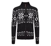 !Solid SDNoran Herren Strickjacke Cardigan Grobstrick mit Stehkragen und Reißverschluss Norweger Muster, Größe:M, Farbe:Black (799000)