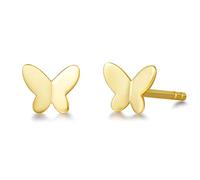 Solide 14 Karat 585 Gelb Gold Ohrstecker Ohrringe Schmetterling Basic Minimalist Echt Schmuck für Damen Mädchen - Größe: 5 * 4 mm